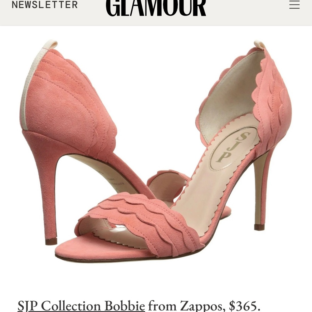 SJP by Sarah Jessica Parker Bobbie Suede Open Toe Coral Heels